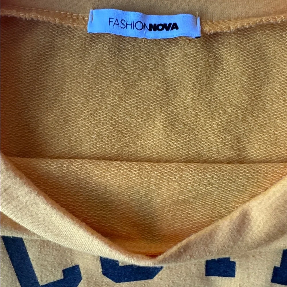 Yellow Cropped Shirt with Black Text - Picture 4 of 4